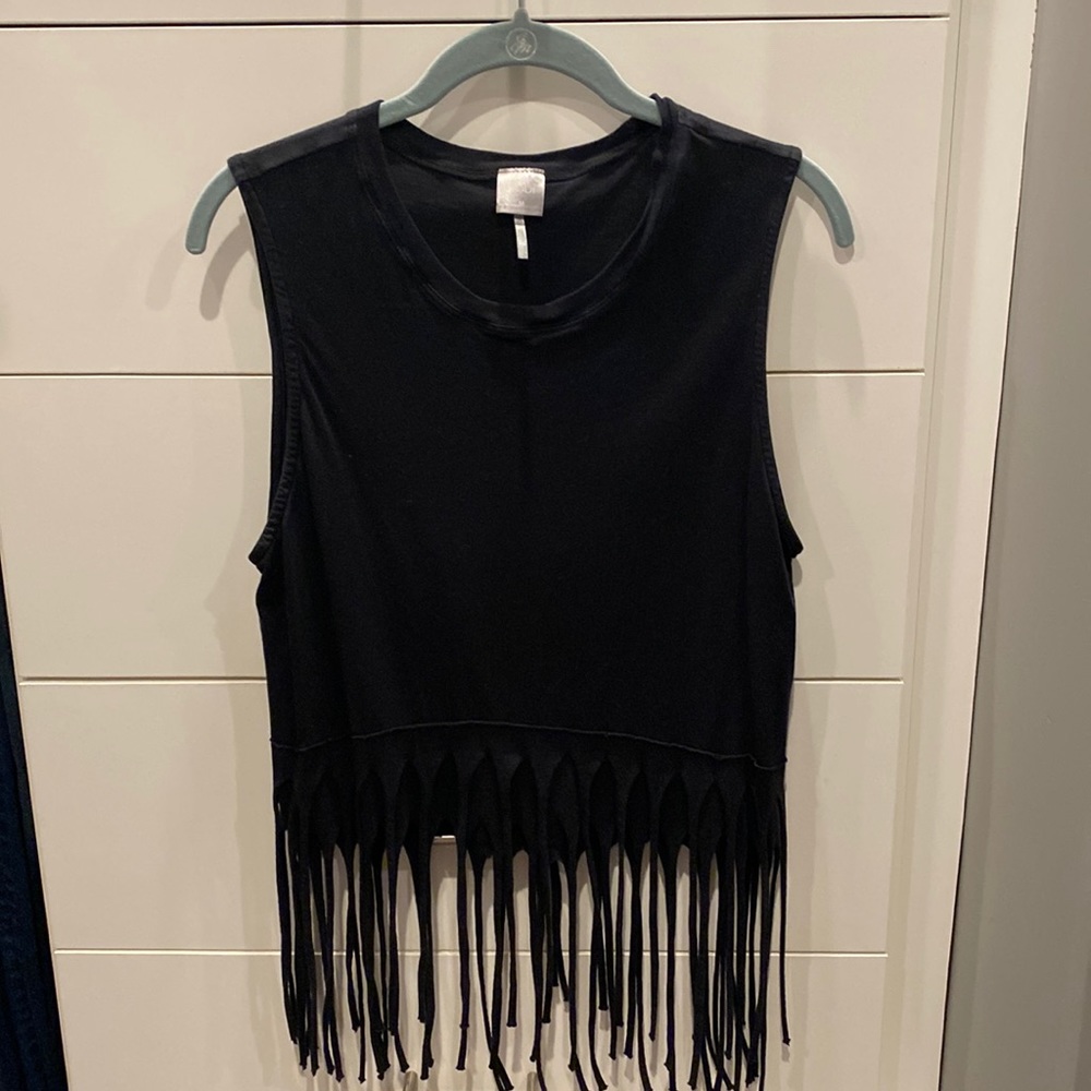 Bobi Black fringe tank top MED